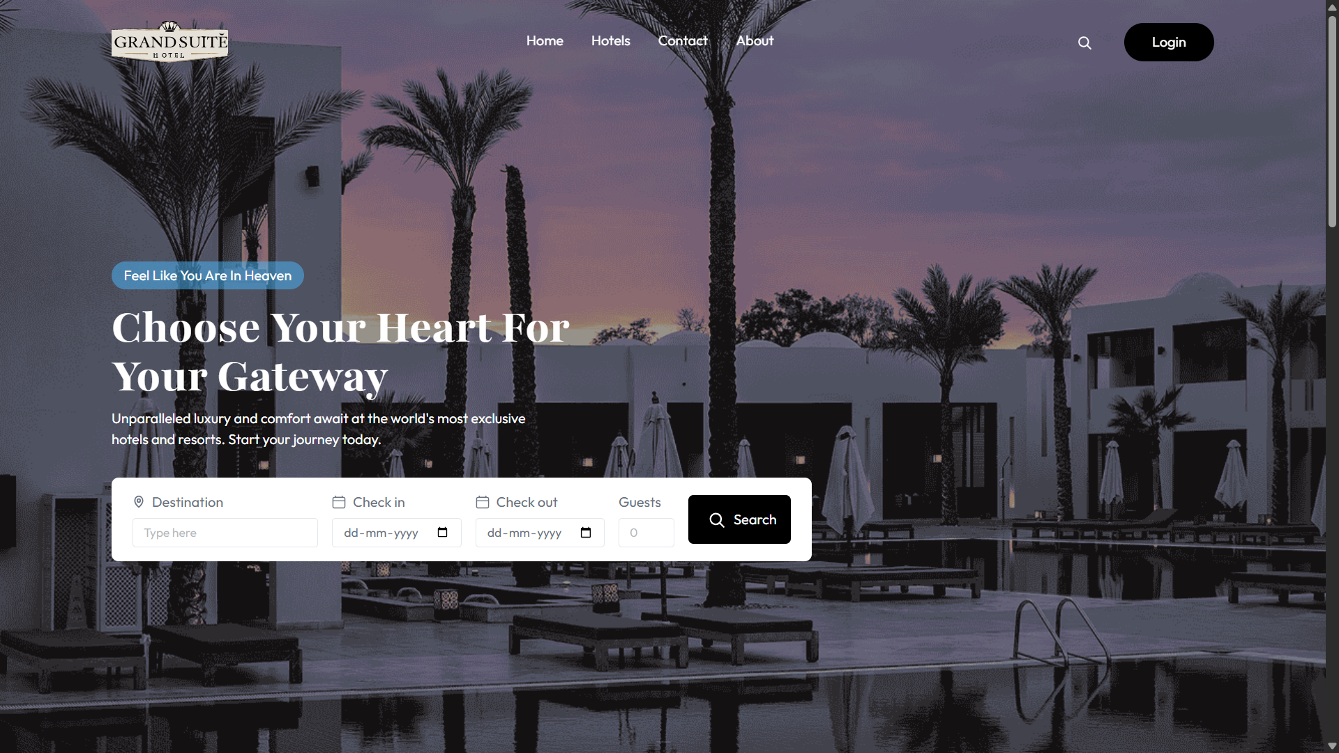 GrandSuite responsive hotel reservation application project thumbnail